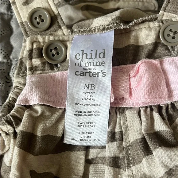 Carter's Camouflage Overalls with Pink Accent - Picture 3 of 3